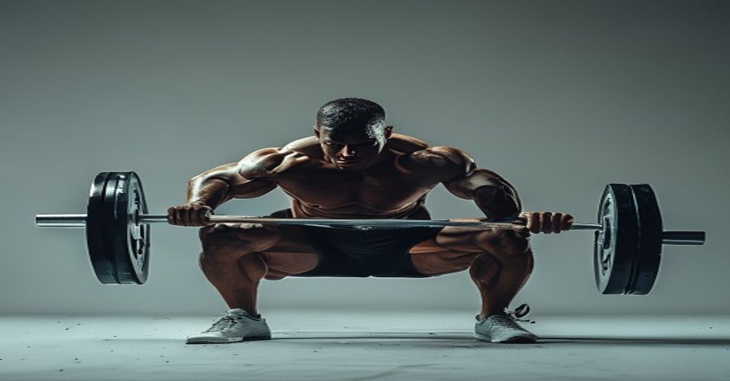 athlete squatting with barbell