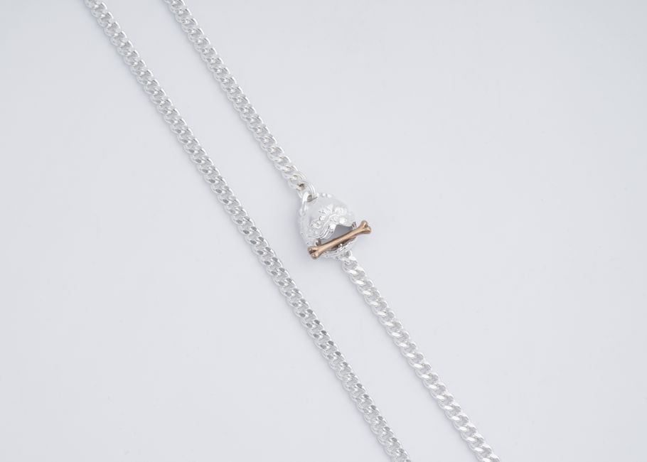 Stunning silver necklace featuring a unique pendant on a white background, perfect for fashion showcases.